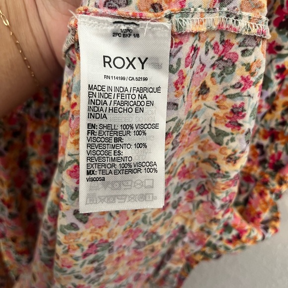 Roxy Everything Is Fine Dress Pastel Rose Floral Mini Dress Size Large - Picture 6 of 13